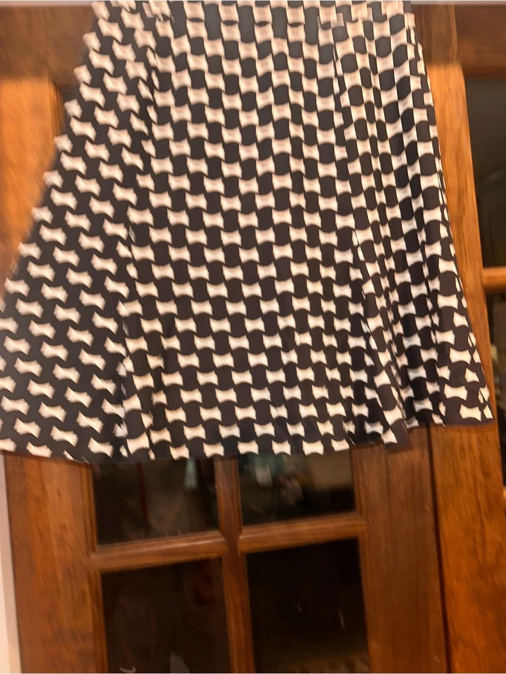Kate Spade Silk Blend Size 8 Black and White Bow Printed A-Line Skirt